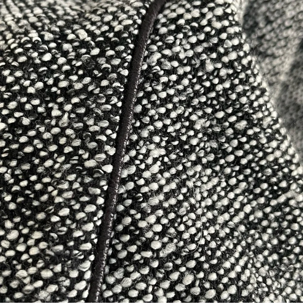 a.n.a. Boucle Tweed Faux Leather Open Front Cropped Jacket Black and Gray - 2X
